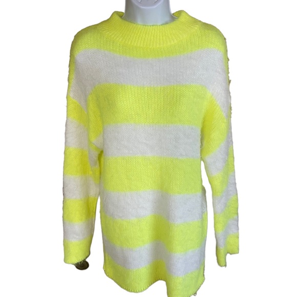 Abound Highlighter yellow and White Striped Sweater - Picture 6 of 7